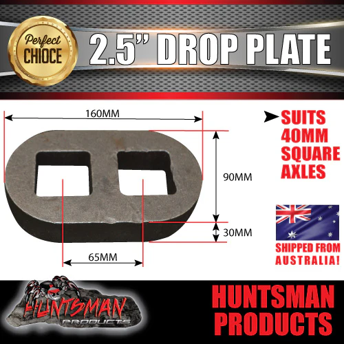 2.5" Drop axle plate suits 40mm square trailer Caravan axle. 30mm thick - Image 2