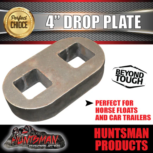 4" Drop axle plate suits 50mm square trailer Caravan axle. 40mm thick