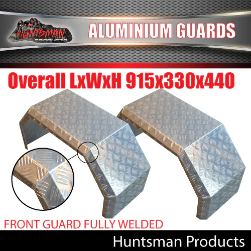 Pair Single Axle Off Road Alloy Chequer Trailer Mudguards Tig Welded front 330mm Wide Guards