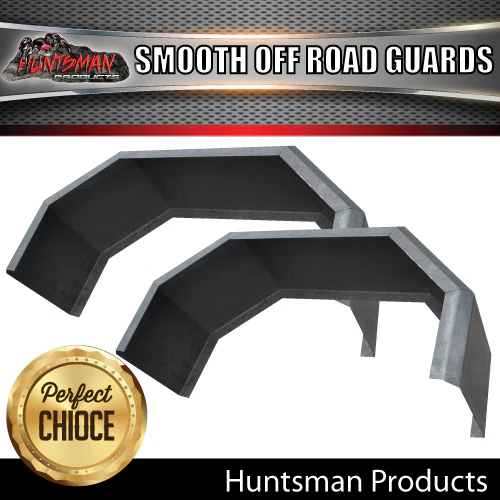 2x Single Axle Off Road Trailer Mudguards, Smooth Steel 330mm Wide Aggressive Folds - Image 6