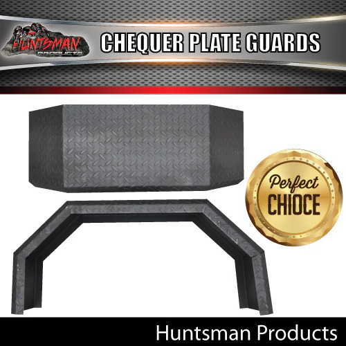 x2 Single Axle Off Road Trailer Mudguards Chequer Steel. 330mm Wide Aggressive folds - Image 5