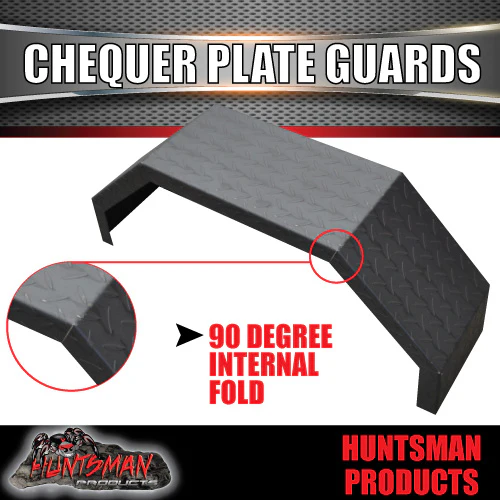 Pair Single Axle Trailer Mudguards Chequer Steel. 250mm Wide. Aggressive folds - Image 2