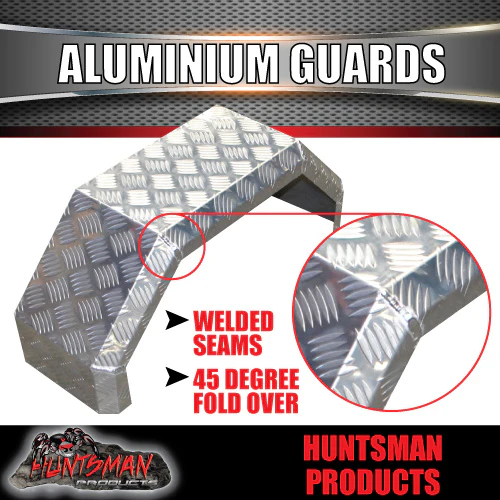Pair Single Axle Aluminium 250mm Wide Trailer Mudguards Chequer Finish, TIG Welded Guards - Image 2