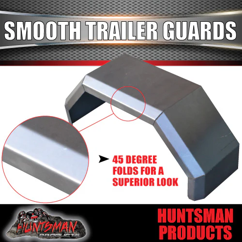 x2 Single Axle Trailer Mudguards, Smooth Steel 250mm Wide Guards Aggressive Folds - Image 2