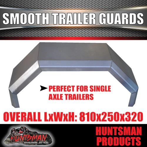 x2 Single Axle Trailer Mudguards, Smooth Steel 250mm Wide Guards Aggressive Folds - Image 4
