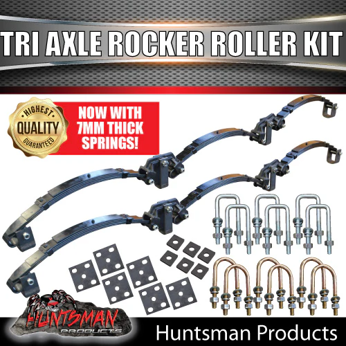 Tri 3750Kg 5 Leaf Rocker Roller Trailer Spring Set & High Tensile 5/8 U Bolt Kit. 7mm Thick Springs!