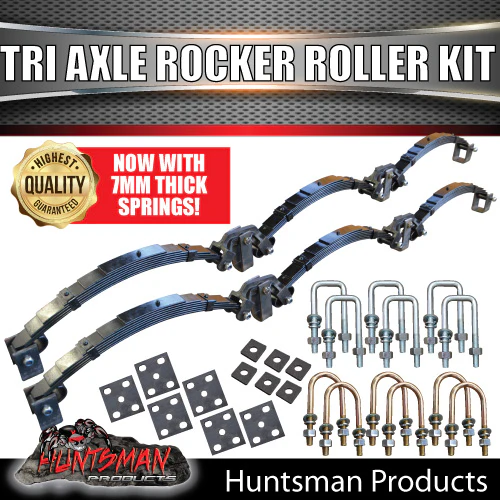 Tri 5250Kg 7 Leaf Rocker Roller Trailer Spring Set & High Tensile 5/8 U Bolt Kit. 7mm Thick Springs!