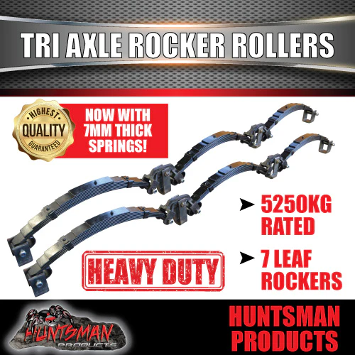 Tri 5250Kg 7 Leaf Rocker Roller Trailer Spring Set & High Tensile 5/8 U Bolt Kit. 7mm Thick Springs! - Image 2