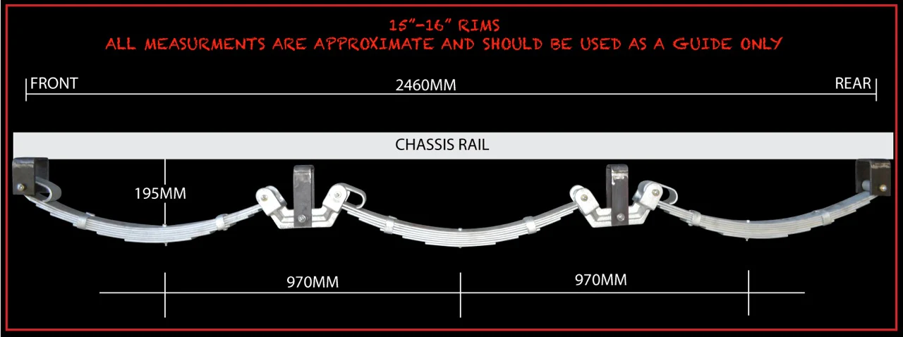 Tri Axle 5 Leaf 3750kg Galvanised Dacromet Rocker Roller Spring Set. 7mm Thick Springs! - Image 5