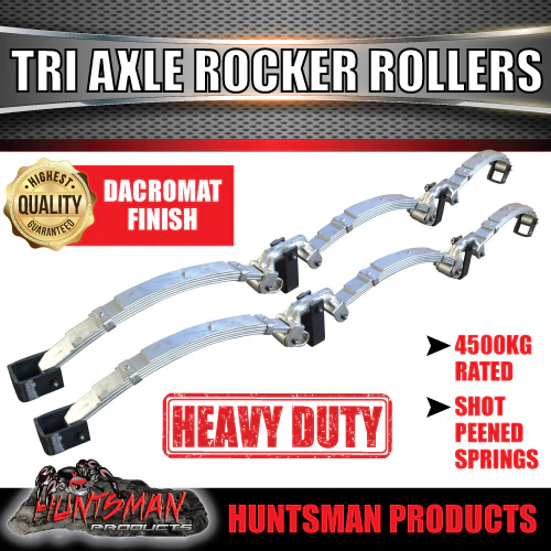 Tri Axle 6 Leaf 4500kg Galvanised Dacromet Rocker Roller Spring Set. 7mm Thick Springs!
