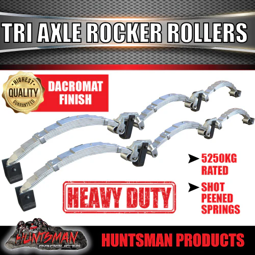 Tri Axle 7 Leaf 5250kg Galvanised Dacromet Rocker Roller Spring Set. 7mm Thick Springs!