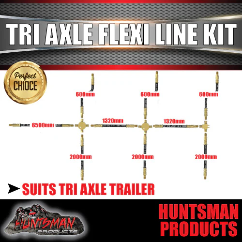 Tri Axle Braked Boat Trailer Hydraulic Disc or Drum Brake Rubber Flexi Hose Line Kit