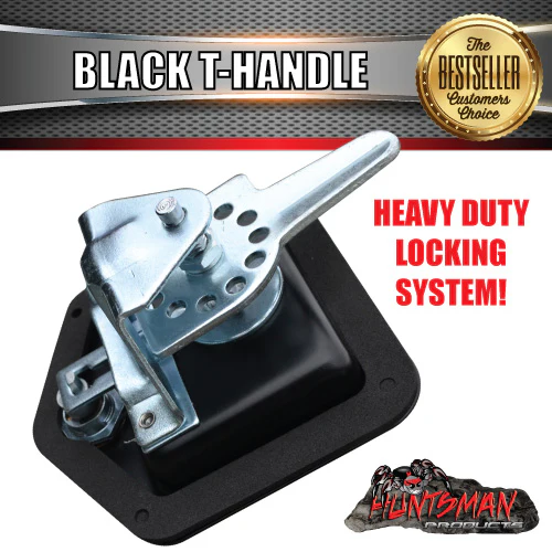 x1 Black T Handle Locks. Stainless Steel, Flush Mount, Tool Box, Canopy Trailer - Image 3