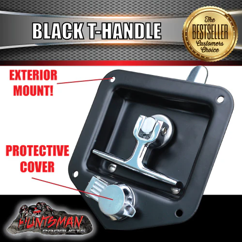 x1 Black T Handle Locks. Stainless Steel, Flush Mount, Tool Box, Canopy Trailer - Image 4