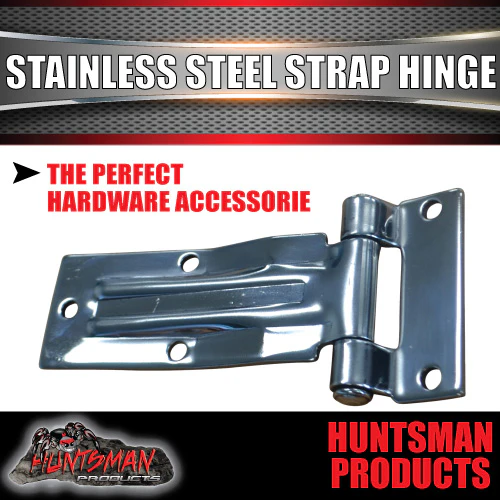 x1 large Stainless Steel Strap Style Hinge For Truck Trailer Boat Box Cabinet - Image 4