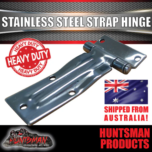 x1 large Stainless Steel Strap Style Hinge For Truck Trailer Boat Box Cabinet - Image 5