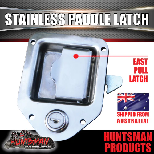 X1 Mini Stainless 110mm x 83mm E coated Paddle Toolbox Lock Latch. For Trailer Truck Caravan Ute door - Image 4