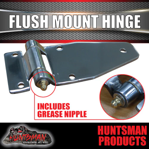 x1 Stainless Steel Flush Mount Hinge with Grease Nipple.  For Truck Trailer Boat Box Cabinet - Image 3