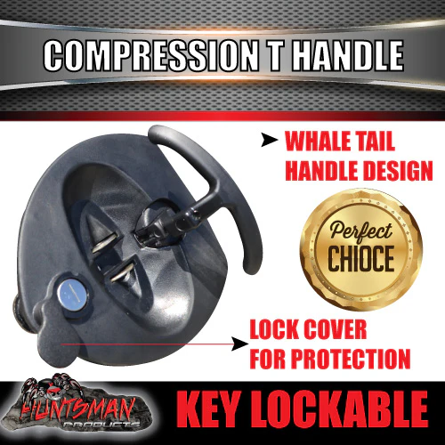 x10 Black Reinforced Fibre Compression T Lock for Trailer Caravan Boat Truck Toolbox - Image 2