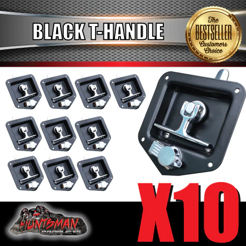 x10 Black T Handle Locks. Stainless Steel, Flush Mount, Tool Box, Canopy Trailer