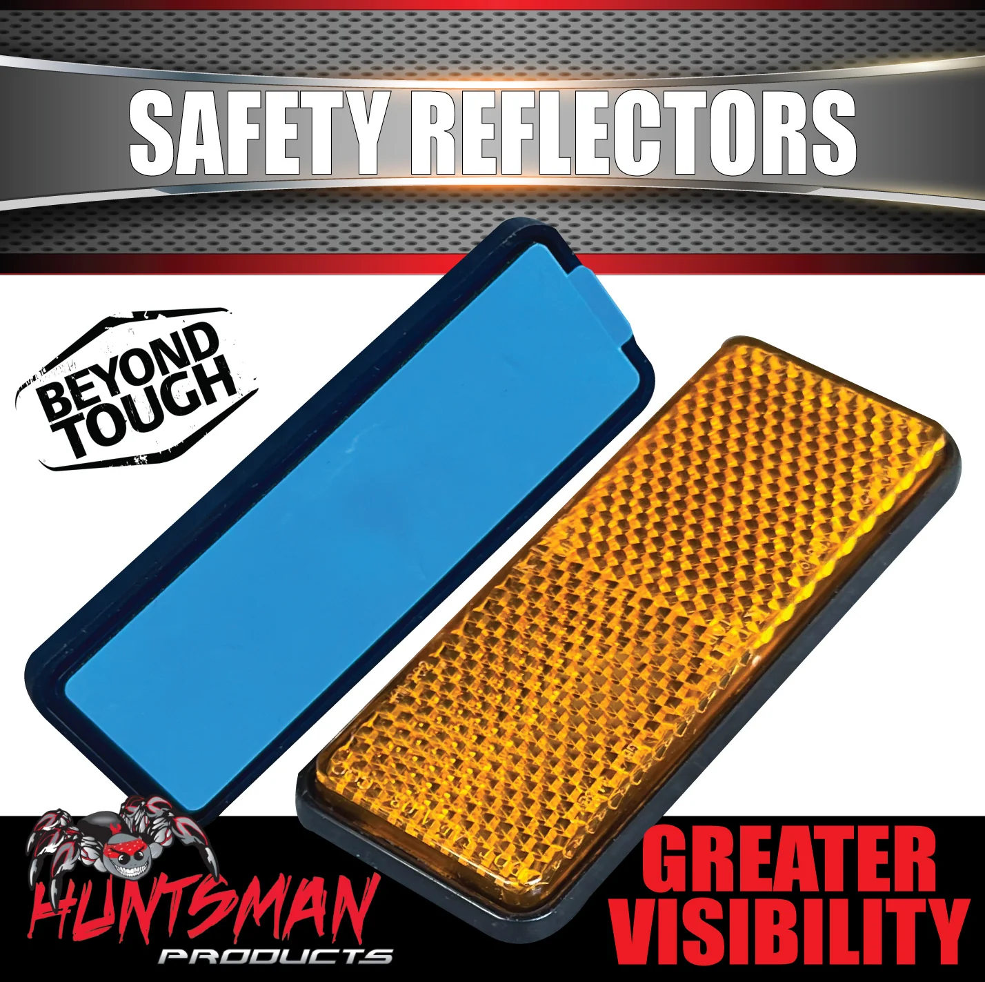 x1 Huntsman Amber Orange Trailer Truck Caravan Adhesive Reflector 85x30mm, CTA Approved - Image 2