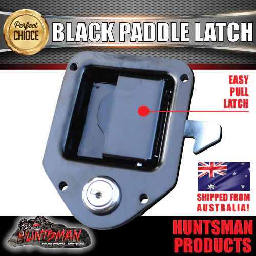 X10 Mini Black 110mm x 83mm E coated Paddle Toolbox Lock Latch.  For Trailer Truck Caravan Ute door - Image 5