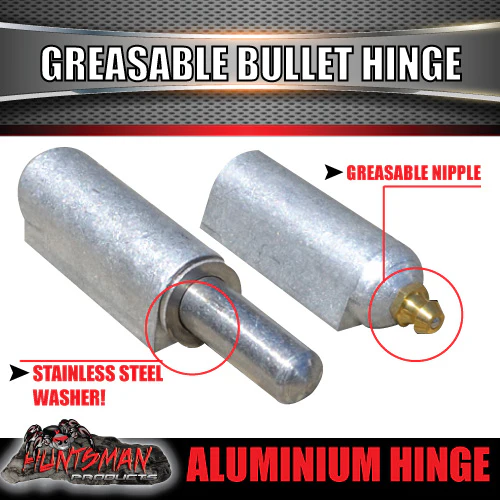 x2 100mm x 16mm Aluminium Greasable Bullet Hinge - Image 2