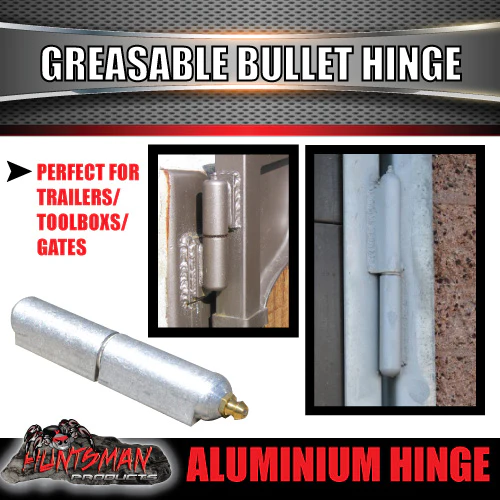 x2 100mm x 16mm Aluminium Greasable Bullet Hinge - Image 3