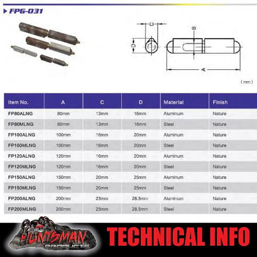 x2 100mm x 16mm Aluminium Greasable Bullet Hinge - Image 5