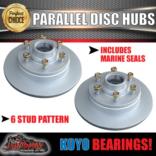 x2 12" Dacromet 6 Stud Parallel Trailer Discs & Japanese Bearings.