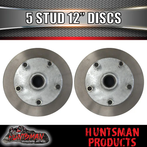 x2 12" Galvanised 5 Stud Trailer Discs 5/150 PCD. LM Bearings & Marine Seals - Image 2