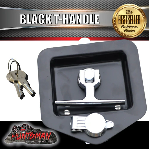 2x Black T Handle Locks & Studs. Stainless Steel, Flush Mount, Tool Box, Canopy, Trailer - Image 4