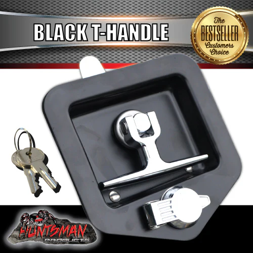 2x Black T Handle Locks & Studs. Stainless Steel, Flush Mount, Tool Box, Canopy, Trailer - Image 5