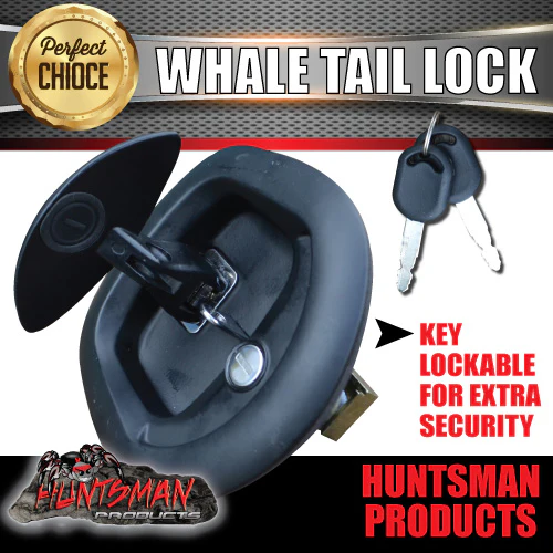 x2 Black Whale Tail T Handle Folding Lock for Trailer Canopy Caravan - Image 7