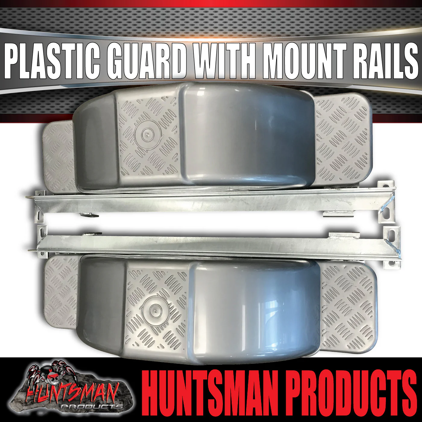x2 Boat Trailer Slipper Spring Mount Rails + Grey Plastic Guards Suit 13" & 14" Tyres - Image 2
