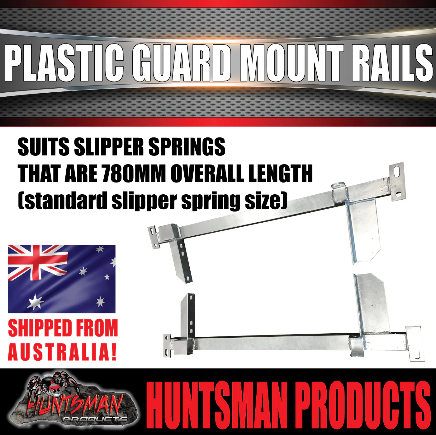 x2 Boat Trailer Slipper Spring Mount Rails + Grey Plastic Guards Suit 13" & 14" Tyres - Image 7