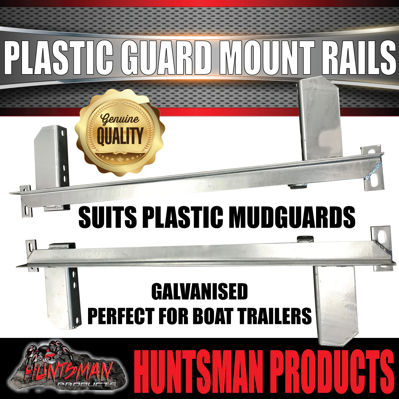 x2 Boat Trailer Slipper Spring Mount Rails suit Plastic Guards 13" or 14" Wheels