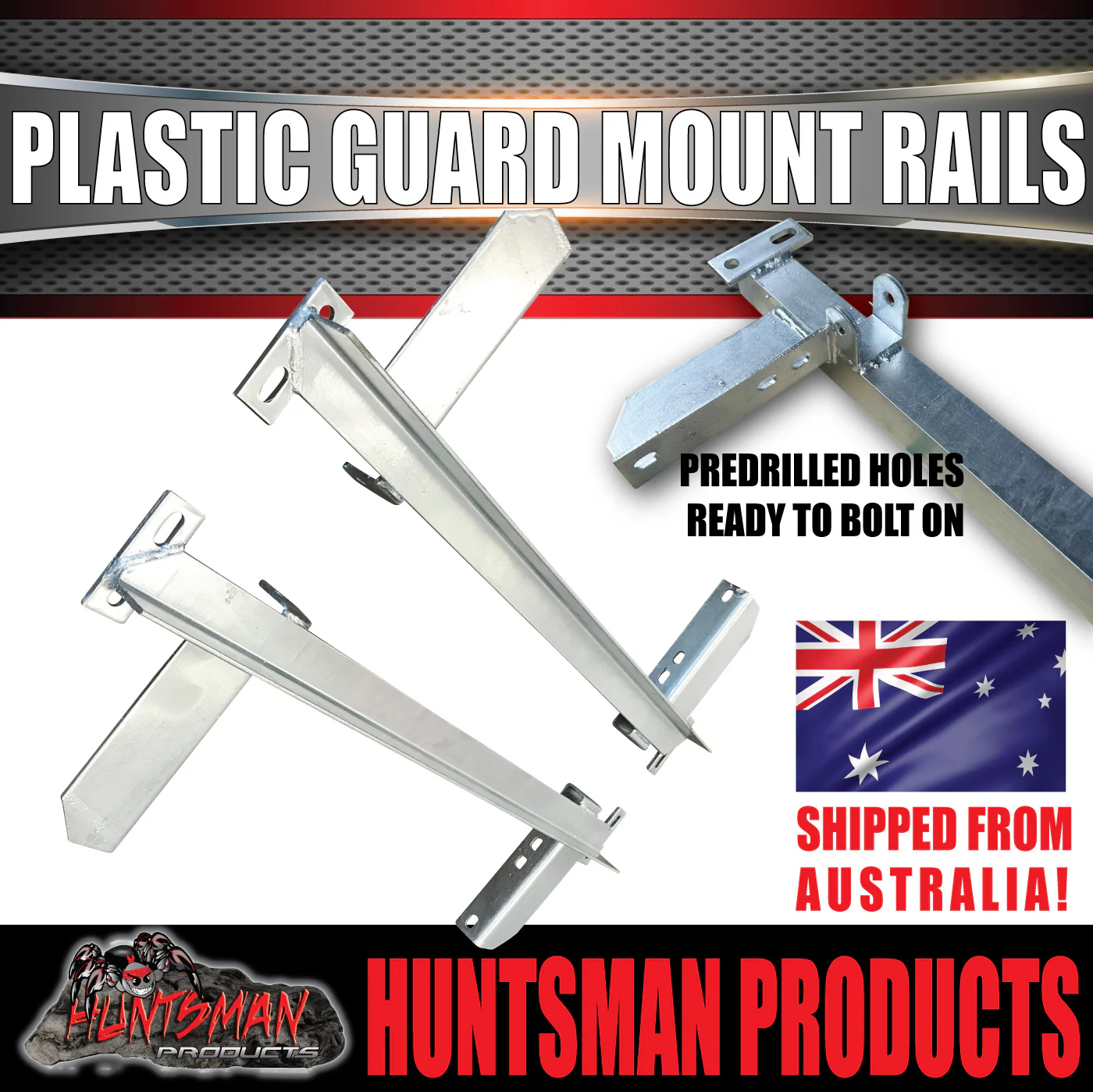 x2 Boat Trailer Slipper Spring Mount Rails suit Plastic Guards 13" or 14" Wheels - Image 7