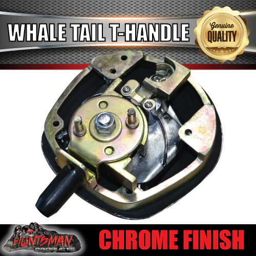 x2 Chrome Whale Tail T Handle Folding Lock for Trailer Caravan Canopy - Image 4