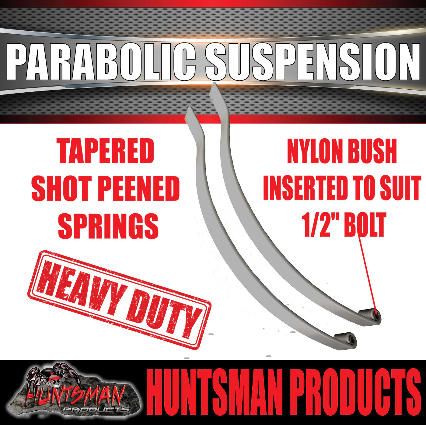 x2 Dacromet 15mm Trailer Parabolic 1000kg Springs + U Bolt & Hanger Kit. - Image 4