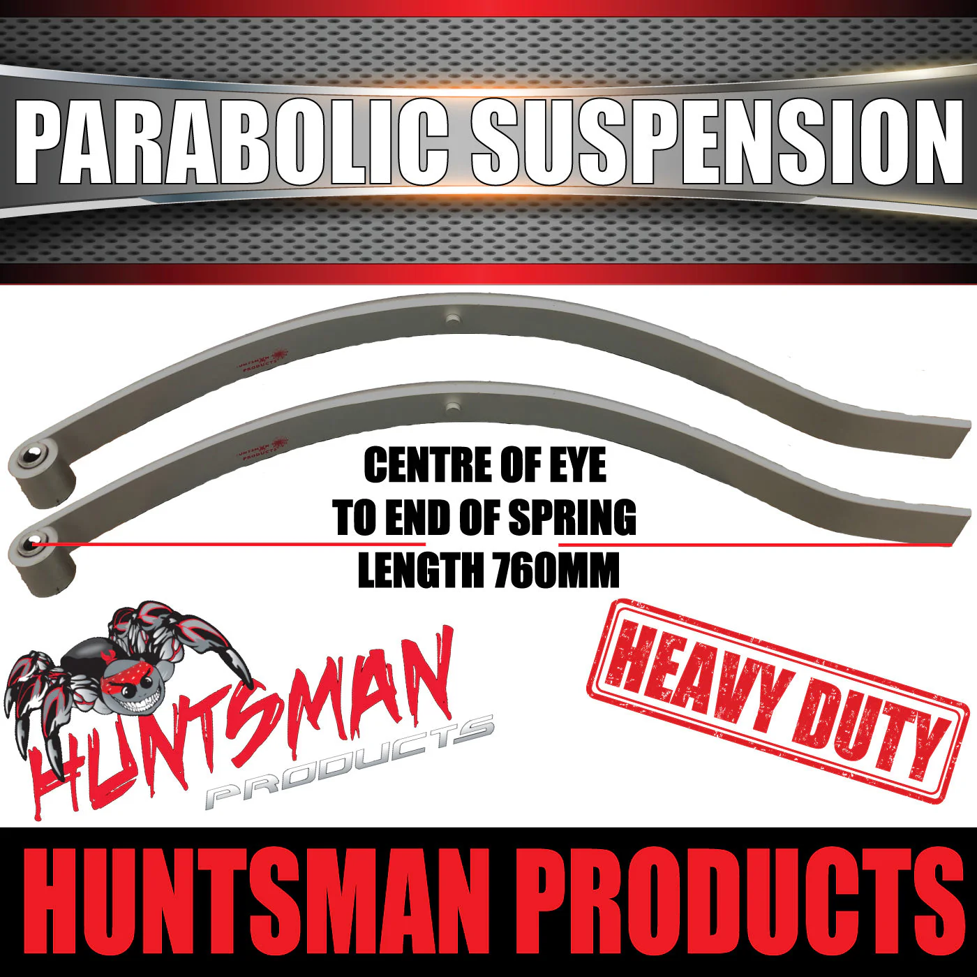 x2 Dacromet 18mm Trailer Parabolic 1500kg Springs + U Bolt & Hanger Kit. - Image 5