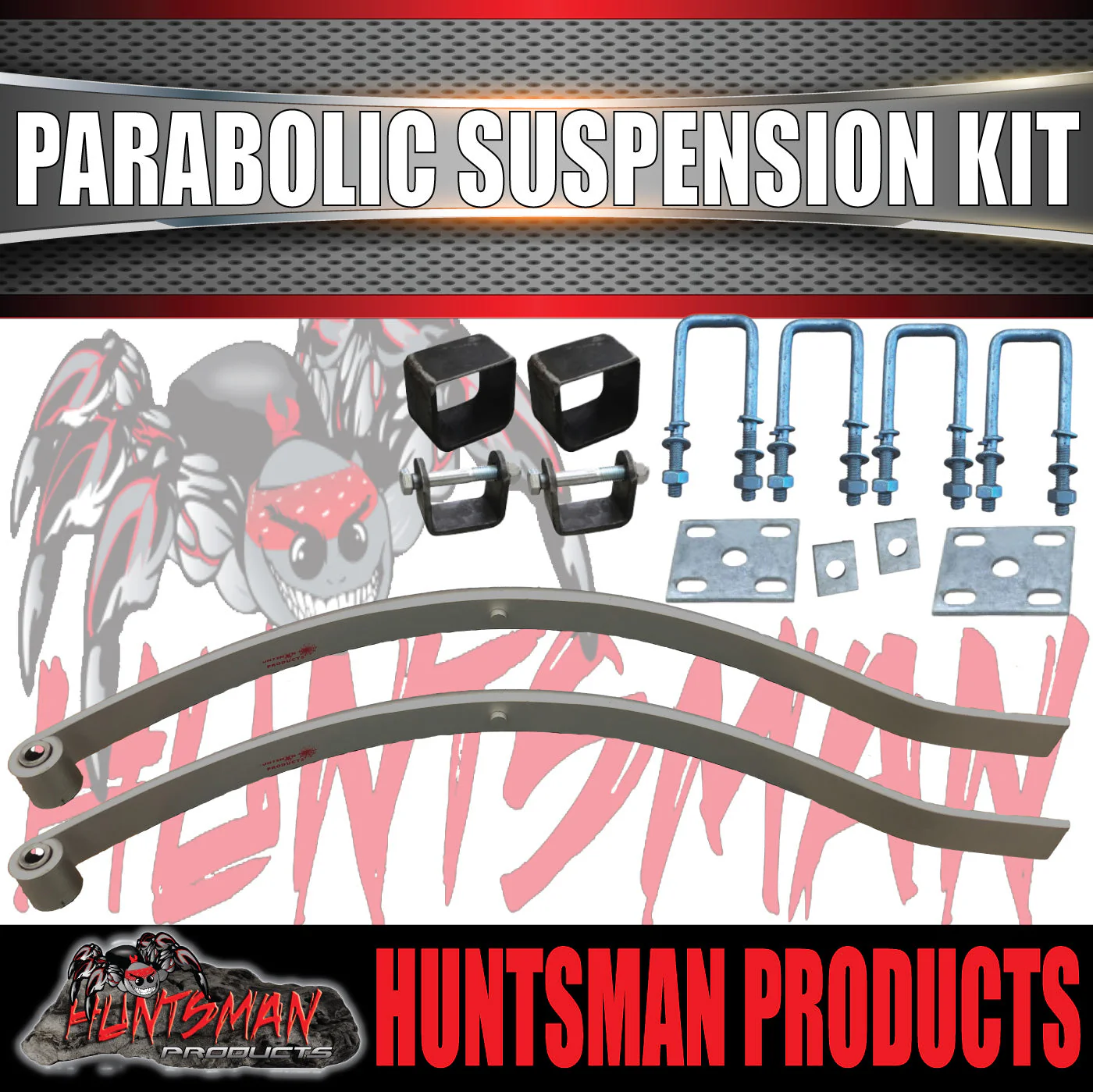 x2 Dacromet 18mm Trailer Parabolic 1500kg Springs + U Bolt & Hanger Kit. - Image 7