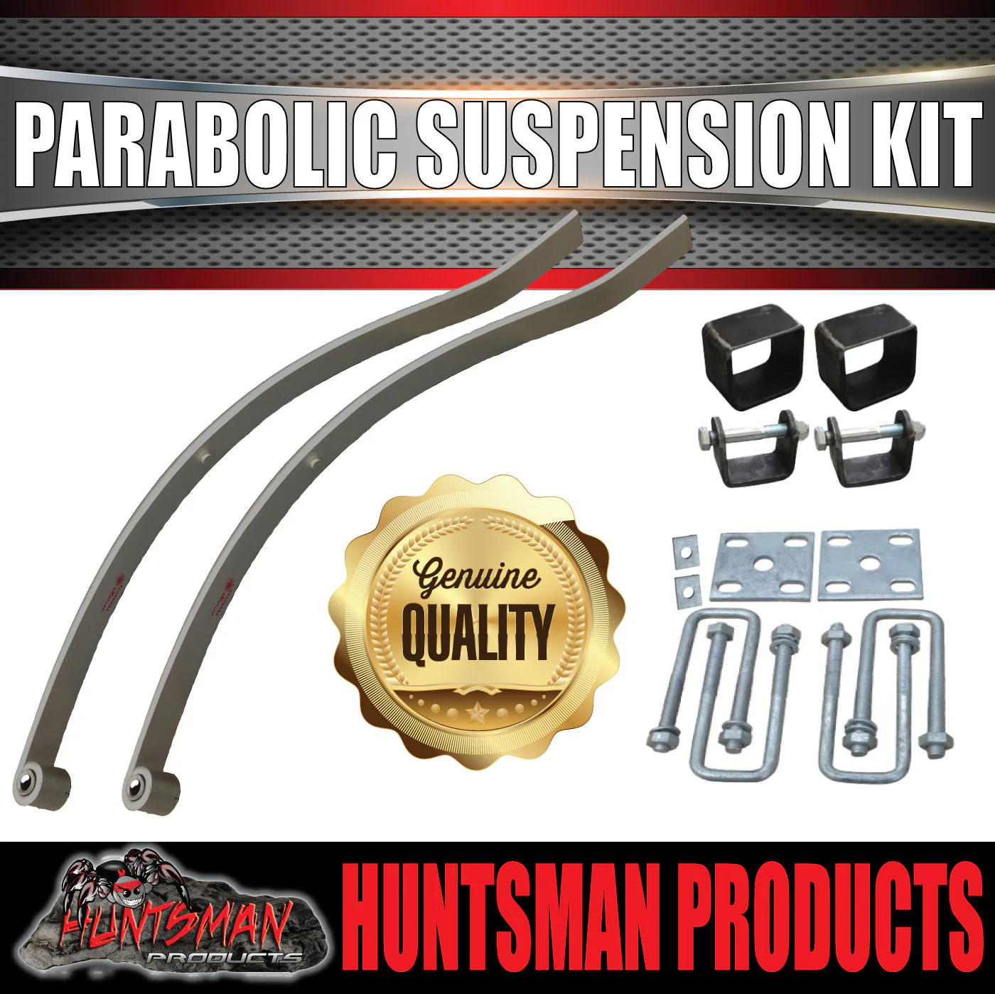 x2 Dacromet 18mm Trailer Parabolic 1500kg Springs + U Bolt & Hanger Kit. - Image 8