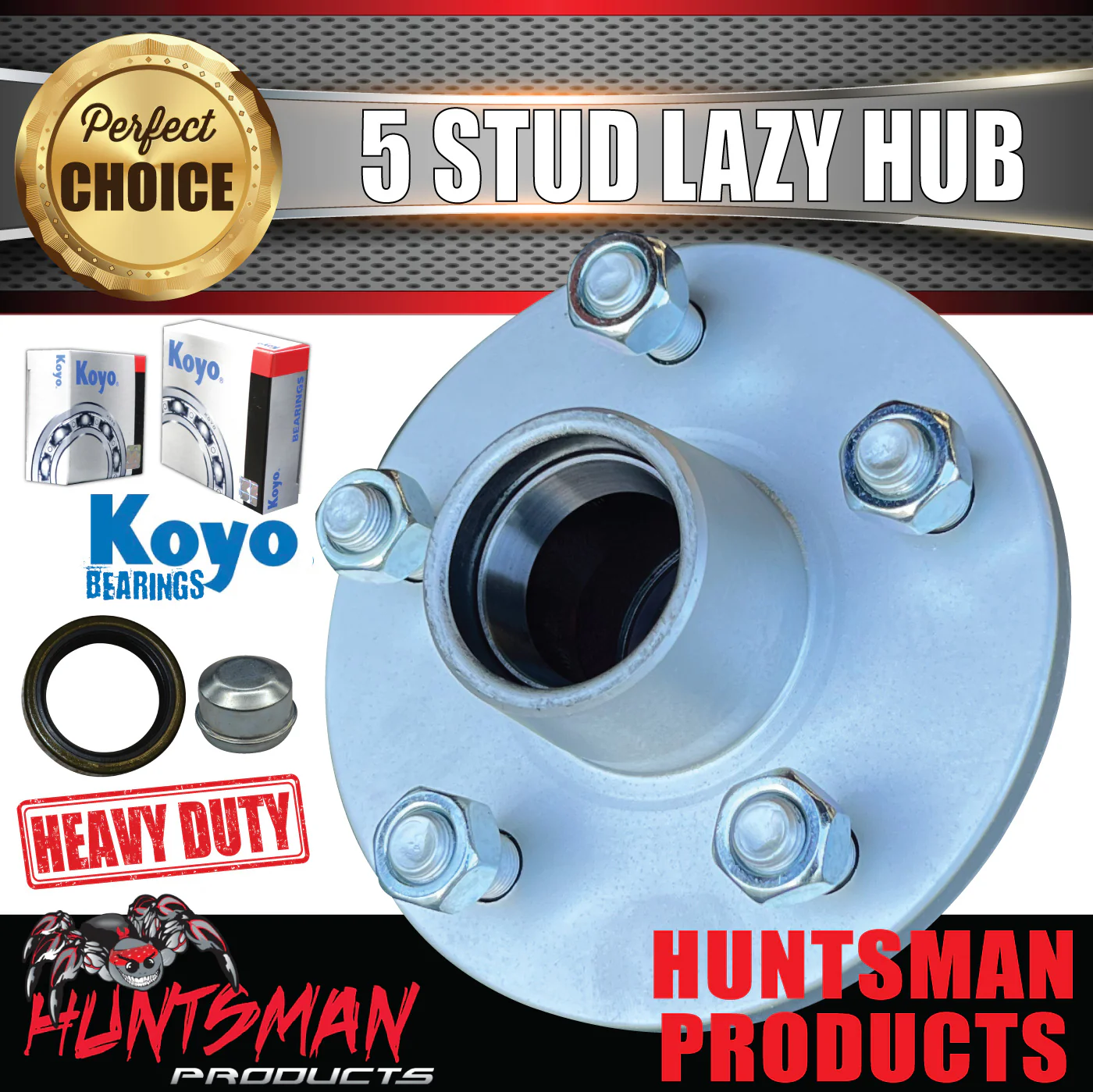 x2 Galvanised Boat Trailer Caravan Lazy hubs suit Holden HQ 5/120.65 PCD & LM KOYO bearings - Image 2