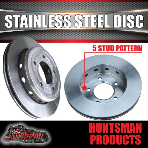 x2 Huntsman 12" Stainless 5 Stud L/C Ventilated Boat Trailer Slip Over Discs