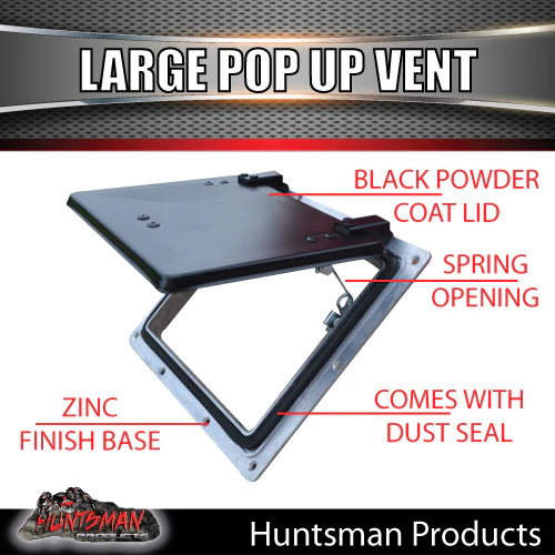 x2 Large Black Pop Up Roof Air Vent For Trailer Canopy Horse float Truck Caravan - Image 2