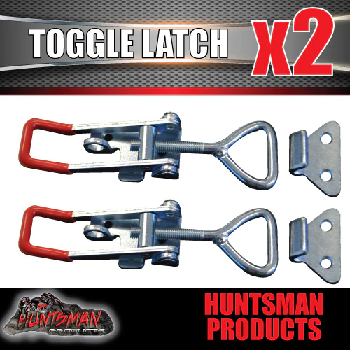 x2 Large Zinc Toggle Latch Over Centre Fasteners For Tool Box Trailer 4wd