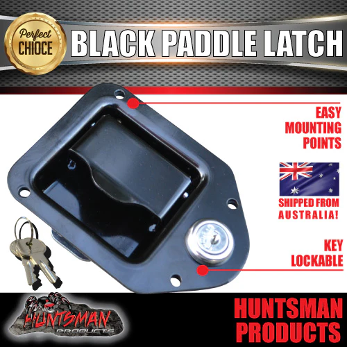 X2 Mini Black 110mm x 83mm E coated Paddle Toolbox Lock Latch.  For Trailer Truck Caravan Ute door - Image 2