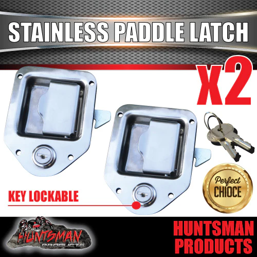 X2 Mini Stainless 110mm x 83mm E coated Paddle Toolbox Lock Latch. For Trailer Truck Caravan Ute door