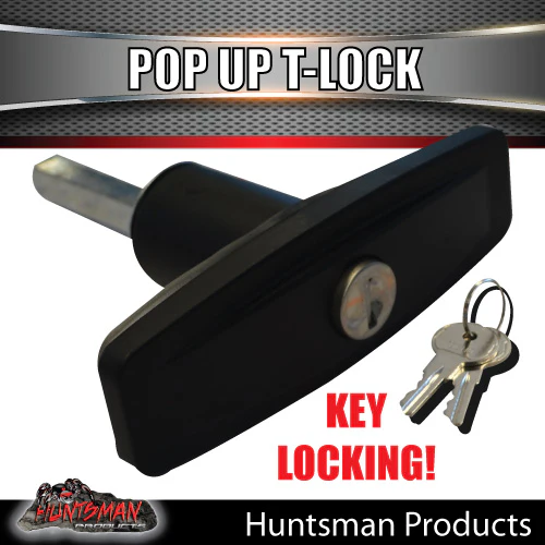 x2 Slim T Handle Pop Up Lock Latch for Trailer 4x4 Ute Caravan Canopy Tool box - Image 3